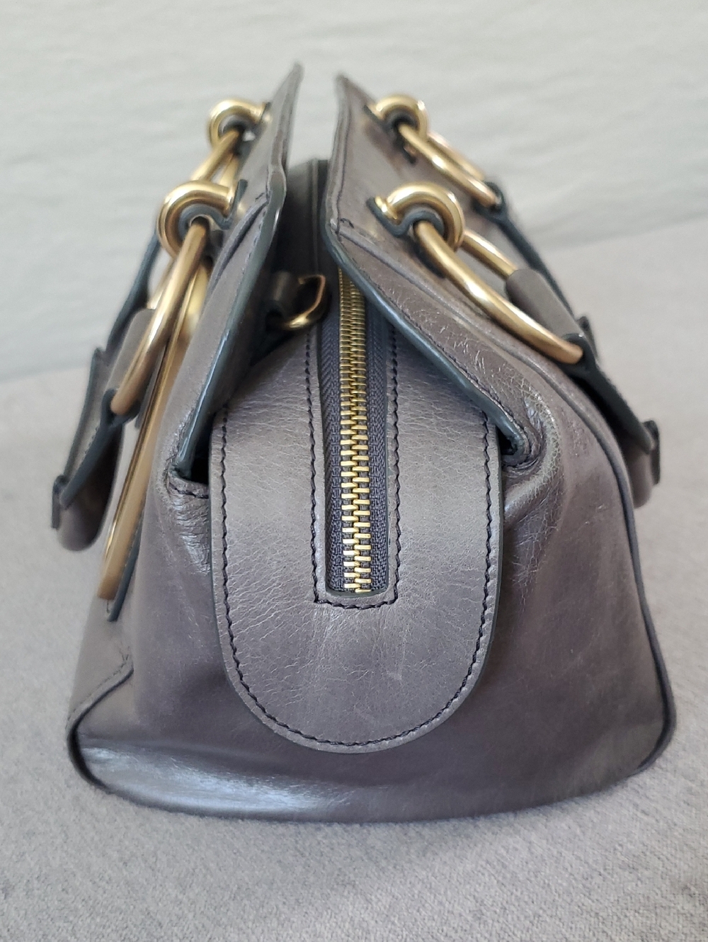 EUC See By Chloe Leather Satchel In Gray With Gold Hardware - Picture 11 of 16